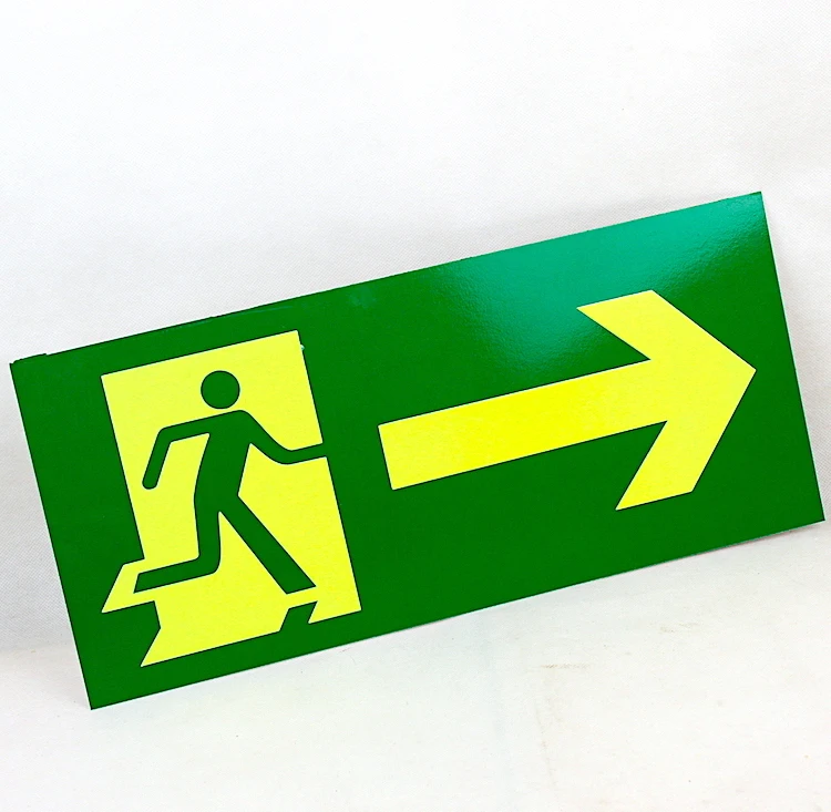 Green Running Man Rignt Left Direction Luminous Emergency Exit Sign Aluminum Metal Tin Sign