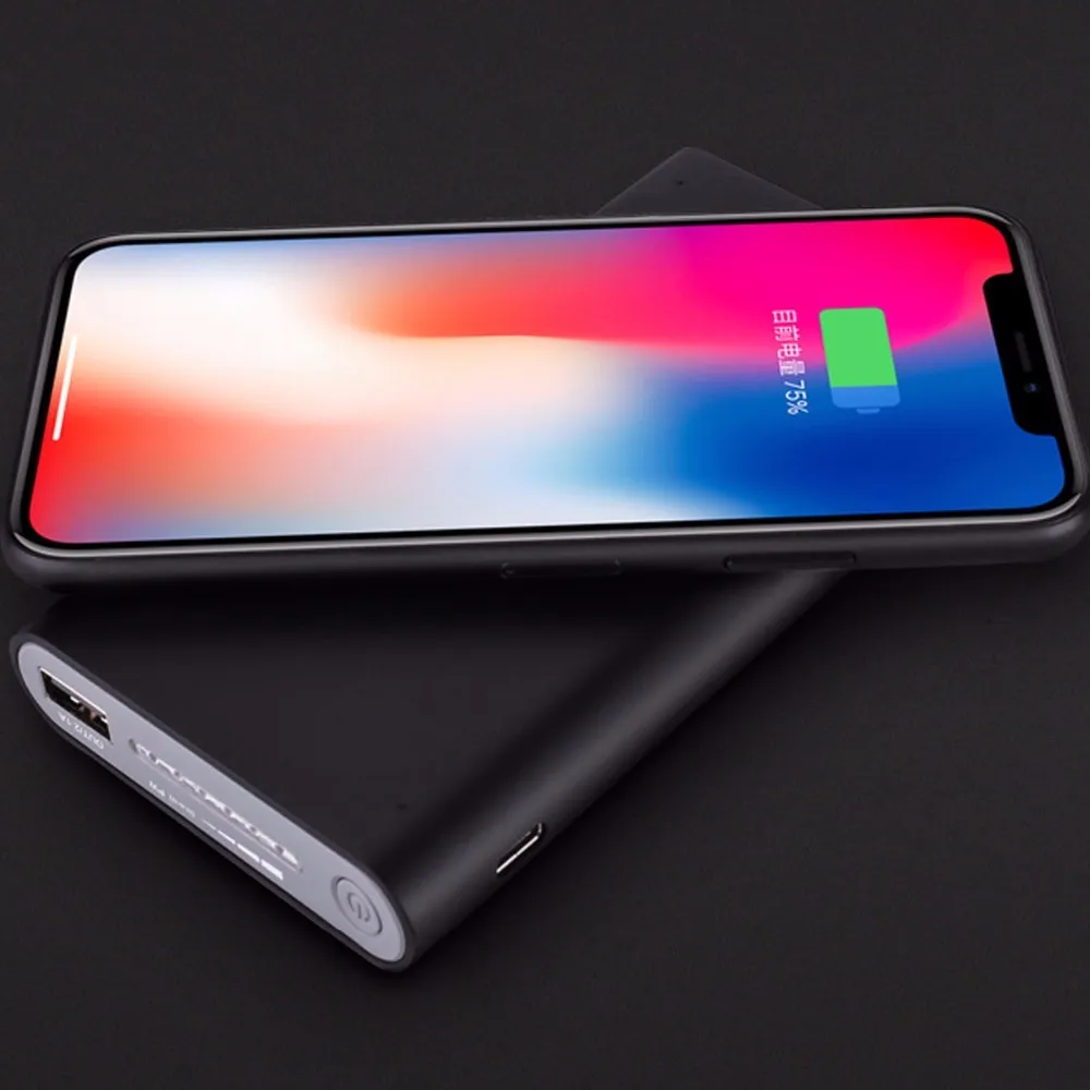 China oem 10000mah 3 in 1 Qi standard portable smart phone wireless charger power bank for iphone 8 8p X Xr Xs max - ANKUX.COM