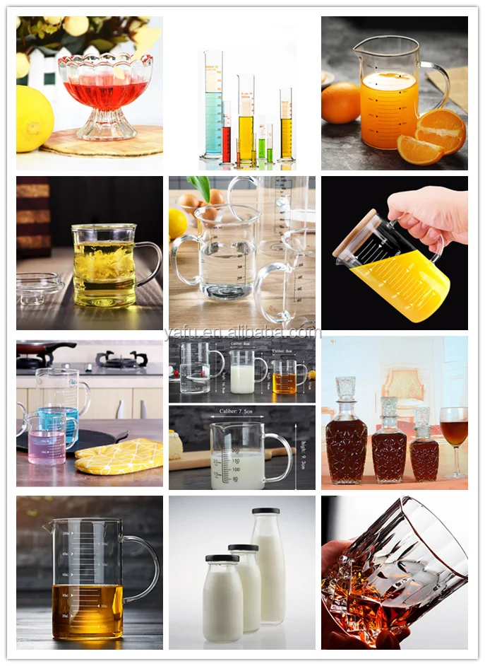 350ml 500ml 1000ml clear glass measuring tea cup drinking glass