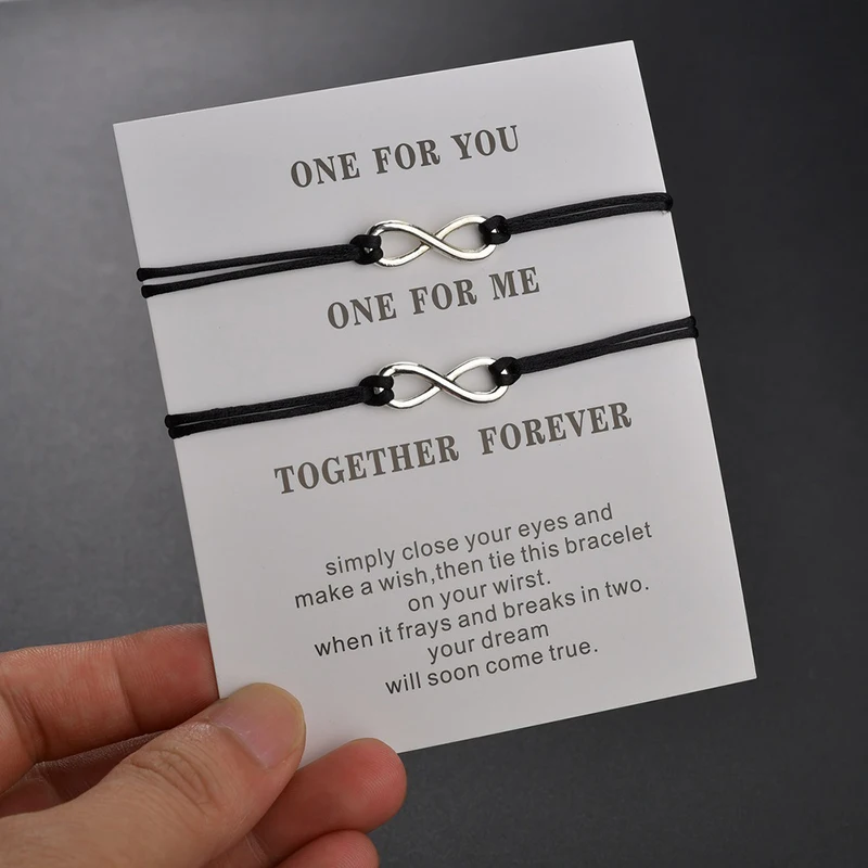 

2pcs/set Infinite Love Charms Bracelets for Women Adjustable Braided Rope Chain Bracelets, Bangles, As picture