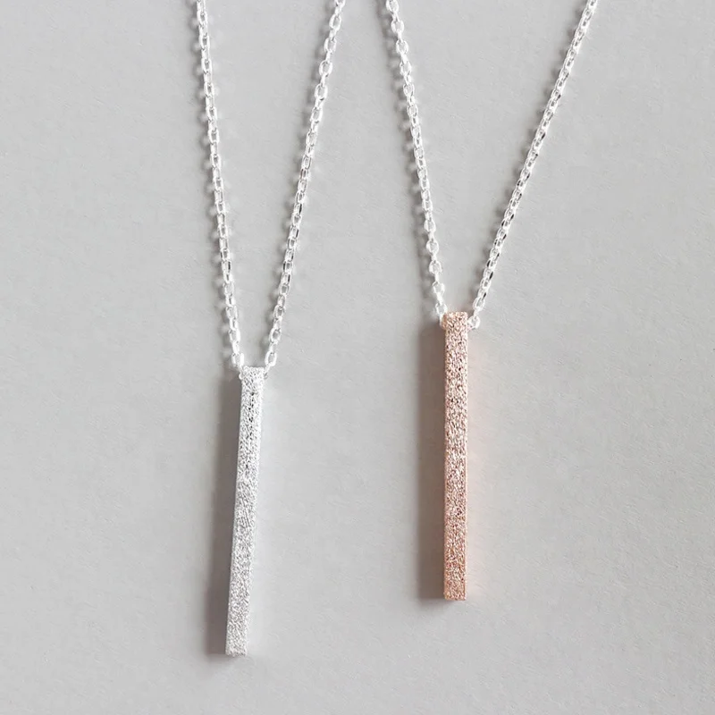 

100% S925 plata columna tira collar moda Unisex collares colgantes Dropshipping, N/a