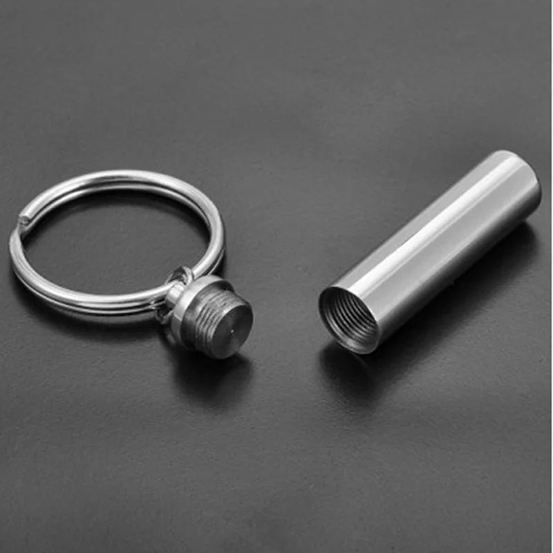 Stainless Steel Angel Cylinder Pendant Cremation Urn Keychain Memorial Keepsake Ashes Jewelry