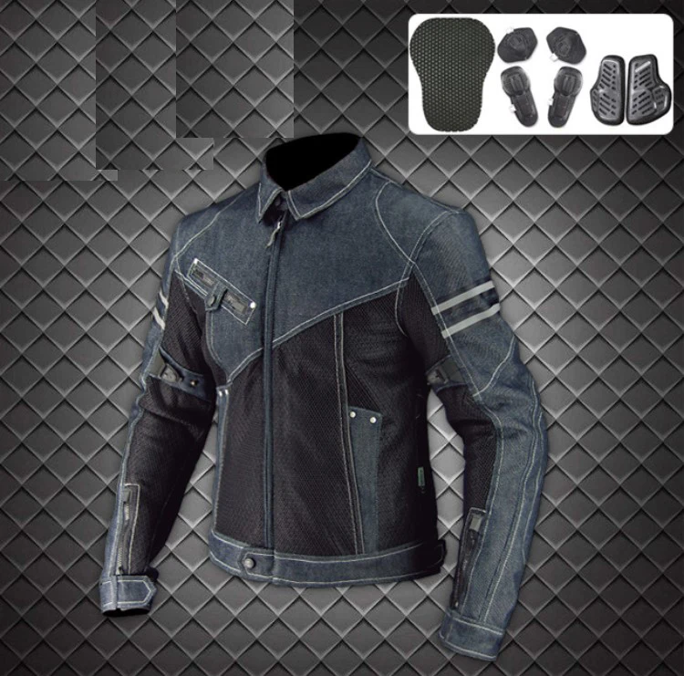 

New Arrival Men Motorbike denim Jacket / Motorcycle Biker Jacket body armor For Men / Racing wear, Blue/black