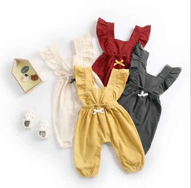 

Hu Sunshine Wholesale Baby Girls Ruffles Romper Autumn Cotton Children Clothes Jumpsuit