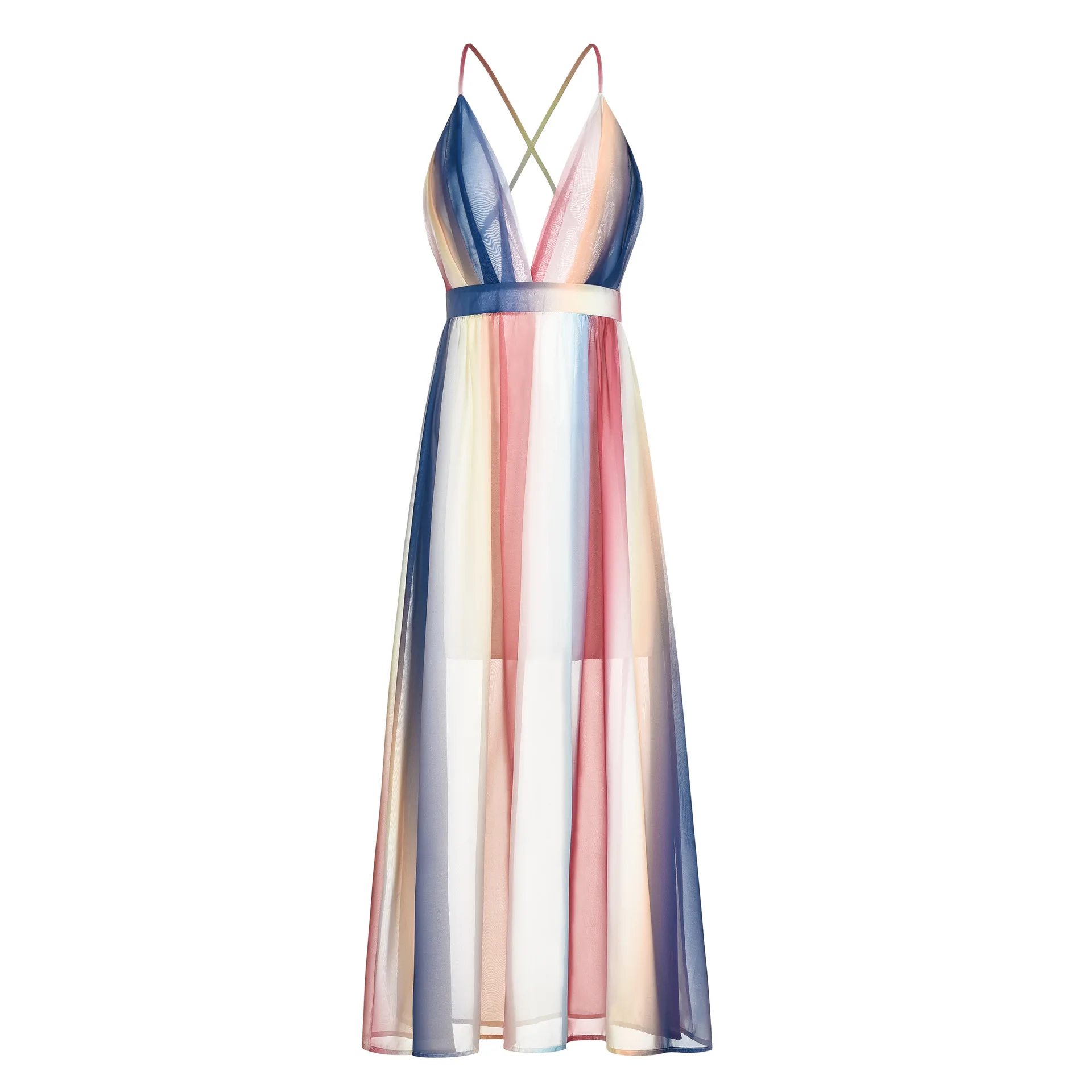 

Stripe Summer Dresses Women Chiffon Bohemian Long Maxi Dress For Women, N/a