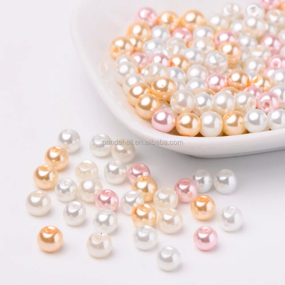 

PandaHall 6mm Round Theme Mixed Colors Pastel Glass Pearl Beads, Pearl color