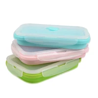 

Hot Selling Microwave Safe Japanese Collapsible Silicone Folding Lunch Box collapsible food storage benti containers