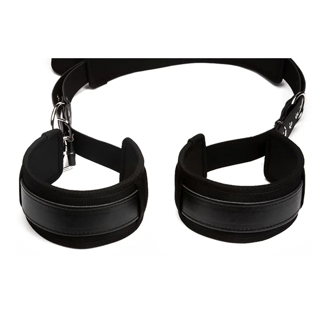 
Naked Bound Sponge Bondage Restraint Open Leg Thigh Locking Wrist Handcuffs Fetish Harness For Women 