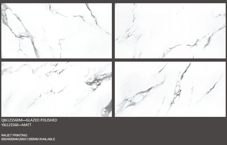 White statuario ceramic tiles