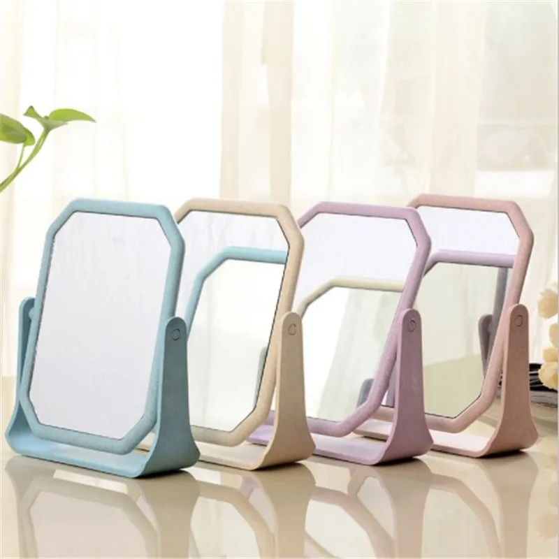 

Environmental Wheat Straw Material Double Sides Square Plastic Table Makeup Mirror