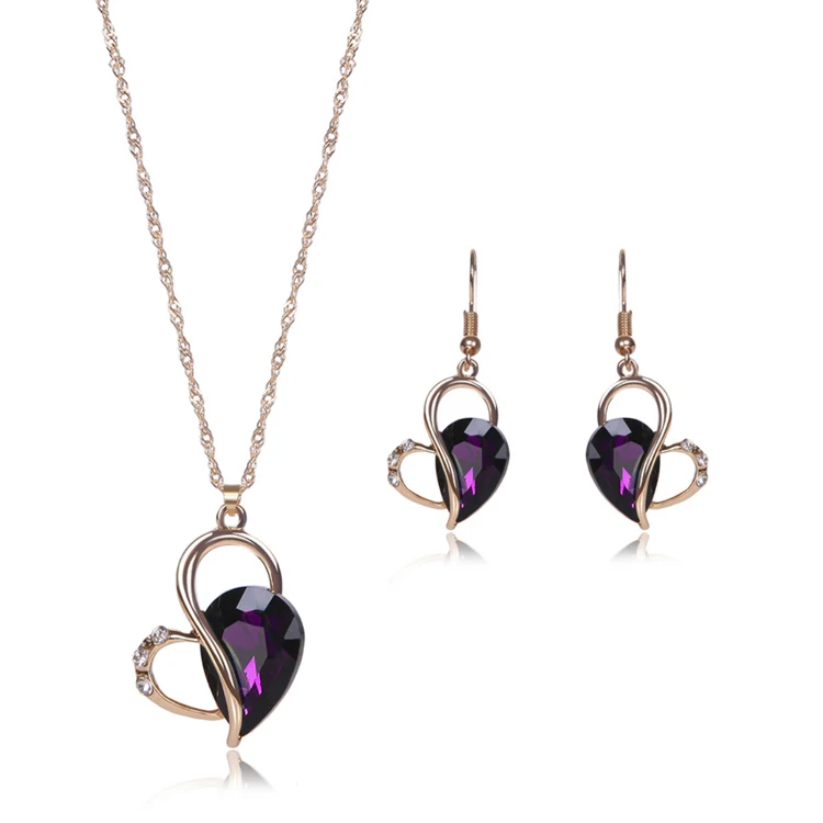 

Fashion Colorful Crystal Gold Wedding Jewelry Sets For Bridal Women Wholesales