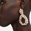 Elegant Geometric Bling Hoop Earrings Fashion Womens Gift Party Crystal Dangle Rectangle Earrings
