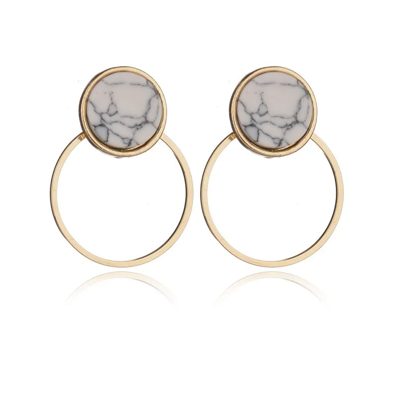 Korean fashion simple geometric earrings female European and American marble pattern pine earrings