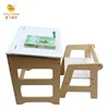Toffy & Friends natural kids wooden study table chairs set with storage space white natural