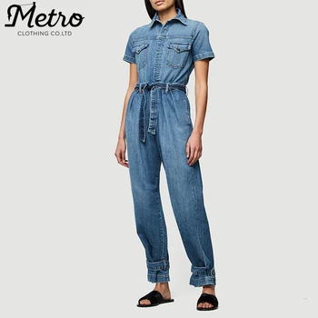 stretch denim jumpsuit womens