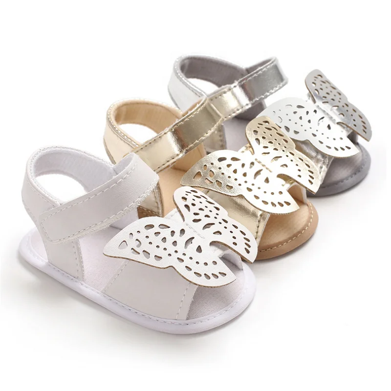 

Cute Sandals Girl Sandals 0-18 M Butterfly PU Leather Solid Color Anti-slipping Soft Sole Beach Party Shoes Princess Sandals