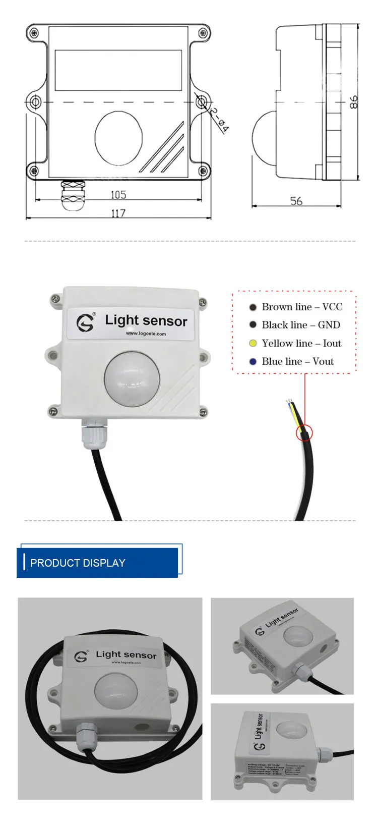 05v 010v 420ma Greenhouse Agricultural Illumination Intensity Detection Light Lux Sensor