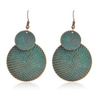 

Vintage double round dangle earrings Bronze Drop Danglers Charm Statement Drop Earrings Women Eardrop Fashion Jewelry Gift