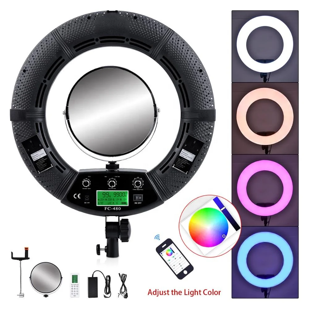 

Selfie ring light phone 192 led 84W battery rechargeable 2800K-10000K RGB video camera led light photo studio lighting kit