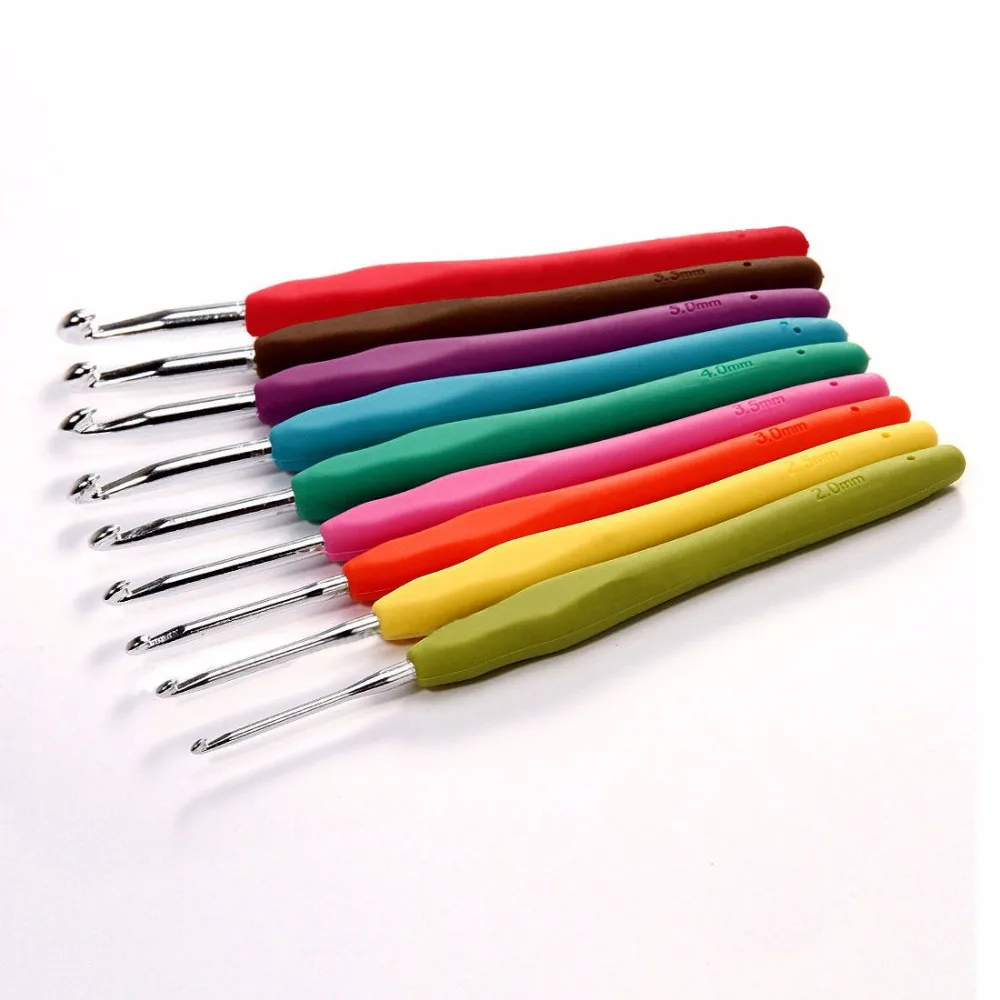 

Single head plastic handle aluminum crochet hook for hand knitting, N/a