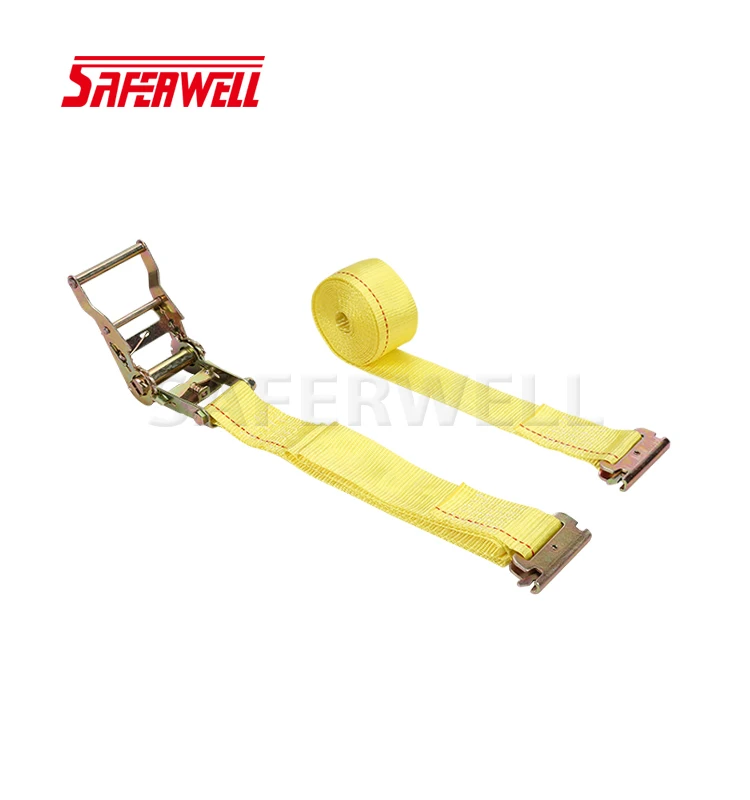3t Aluminium Handle Zinc Color Coated Polyester Ratchet Tie Down Strap