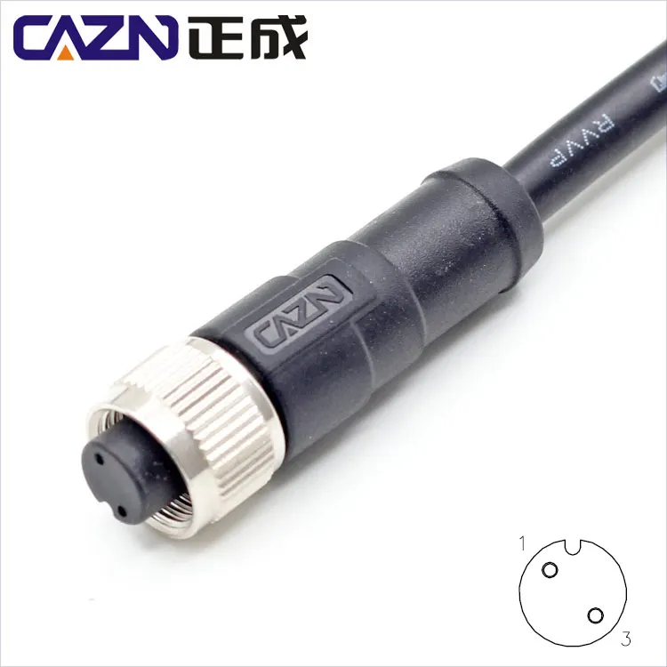 LED curtain use waterproof M12 connector 2pin 3pin female cable connector