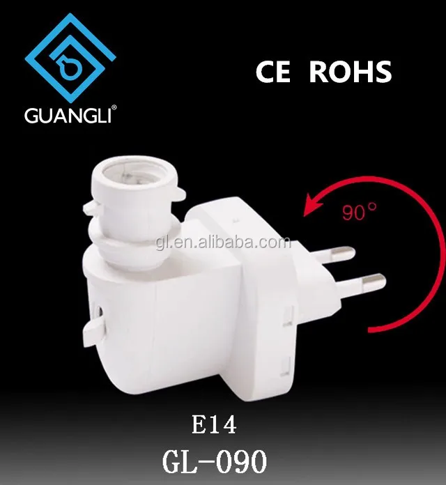 E14 base socket CE ROHS salt lamp night light electrical plug socket rotating Eu plug in 220V or 240V
