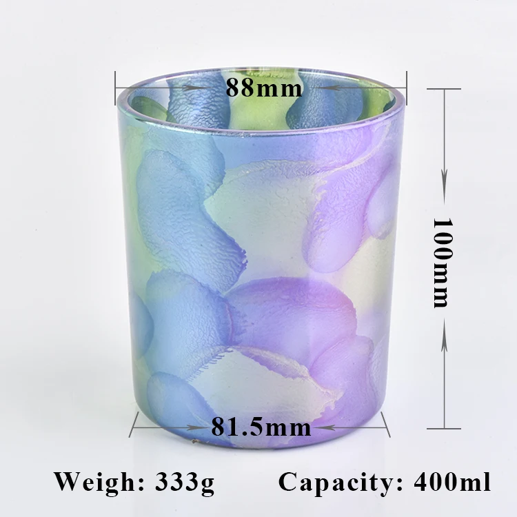 Colorful electroplating glass candle jar tumbler candle holder for home decor