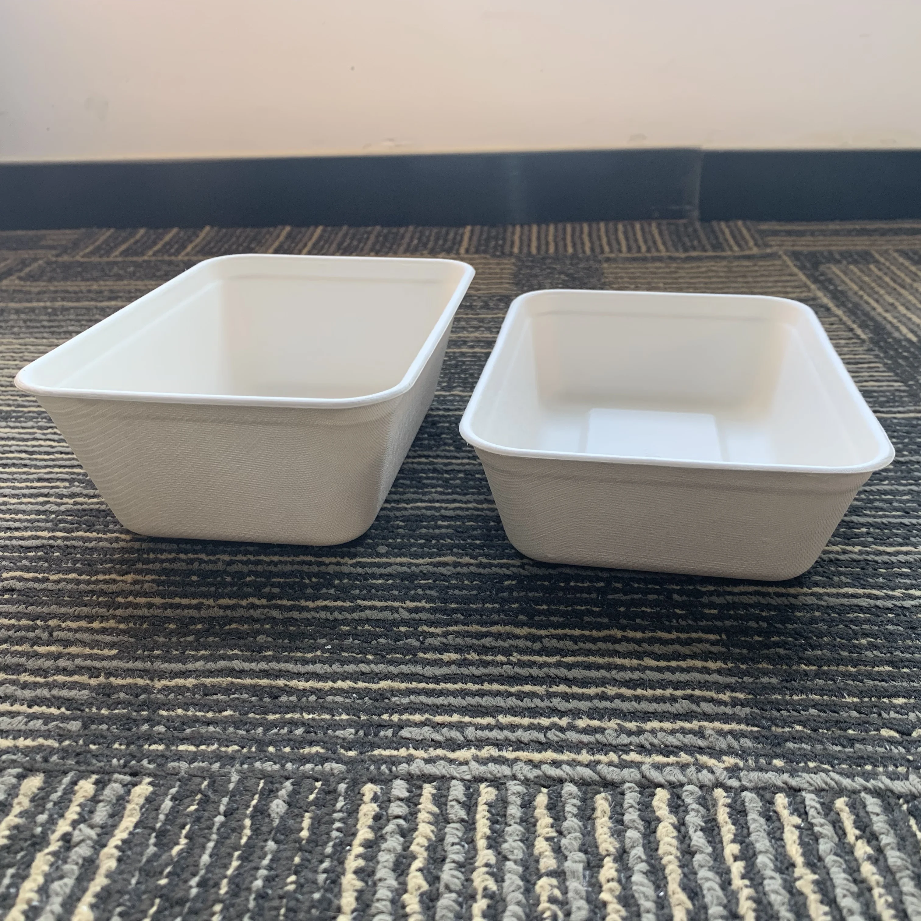 

China Food Packing Bamboo Bagasse Take Away Biodegradable Food Container, White or natural