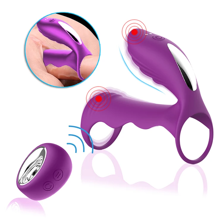 
best selling remote control 12 speed sex toys men penis vibrating cock ring with clitoral stimulator 