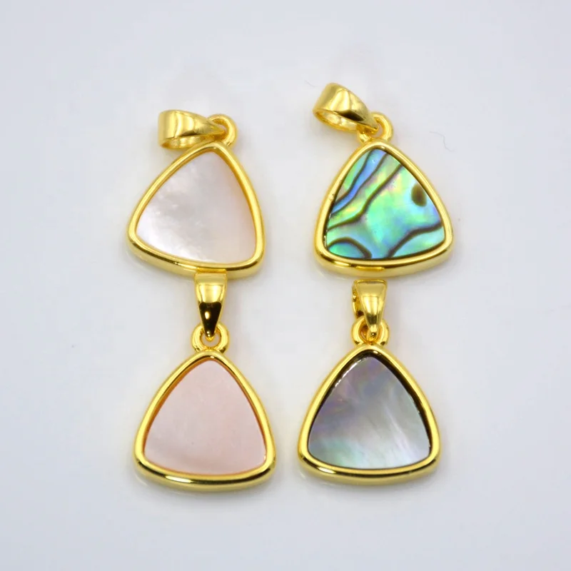 

Triangle Sea Shell Pendant Minimalist Geometric Necklace Accessories Mother of Pearl Jewelry Findings, Rainbow