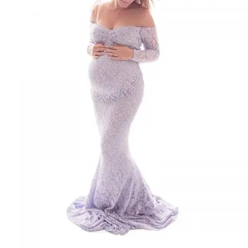

171510 Off Shoulder long style lace Maternity Dress skinny design in bulk