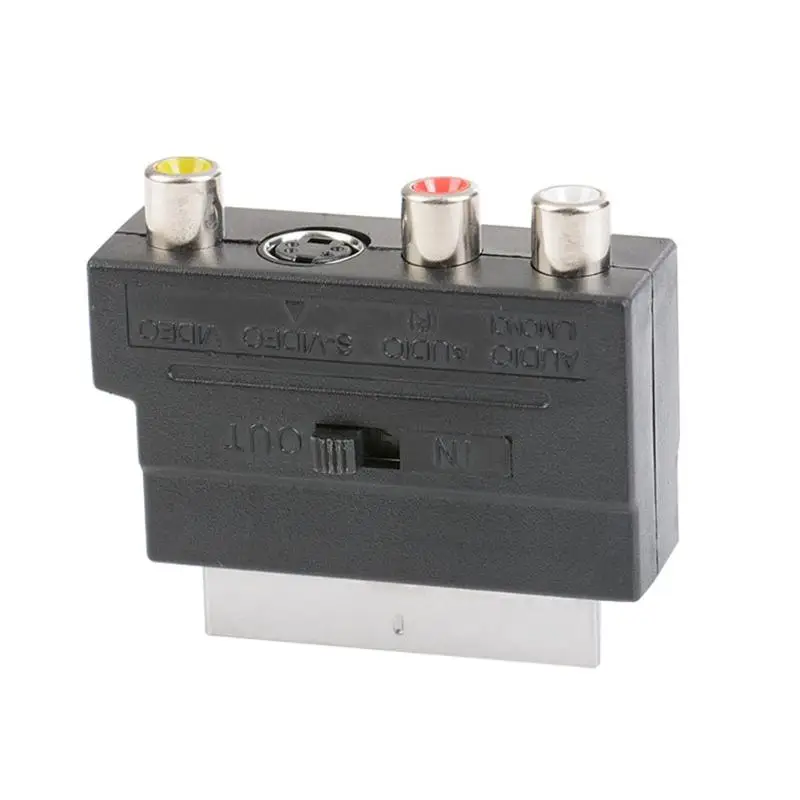 

Free Ship RGB Scart to 3 RCA S-Video Adapter Universal 21Pin SCART Port to RCA A/V + S-Video Port Converter Adapter for Video