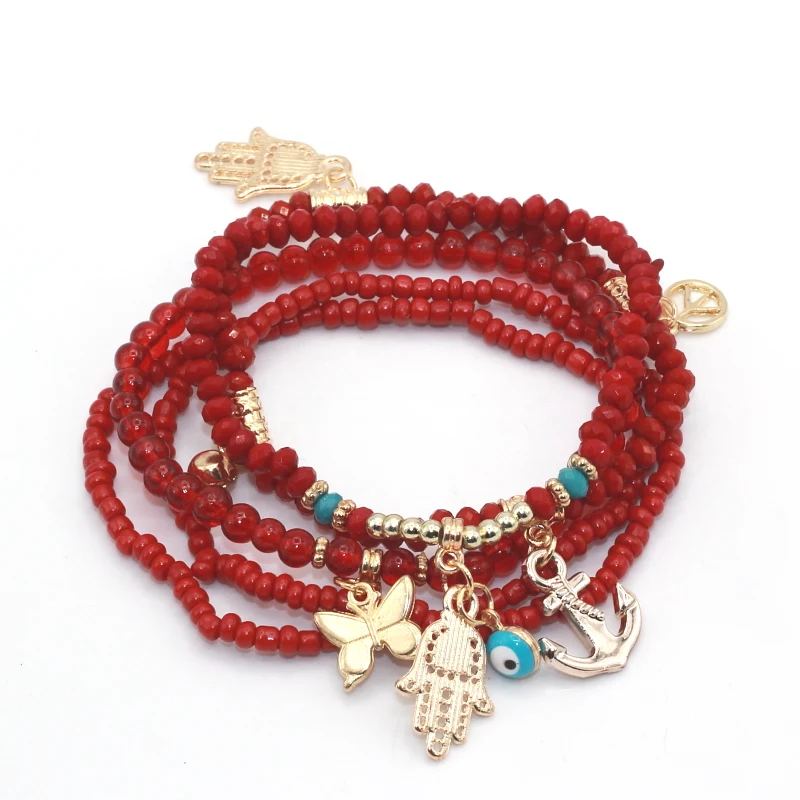 

5pcs/set Brand Designer Fashion Multilayer Seed Beads Hamsa Evil Eye Bracelets & Bangles Pulseras Mujer Jewelry for Women Gift, Any other colors you want