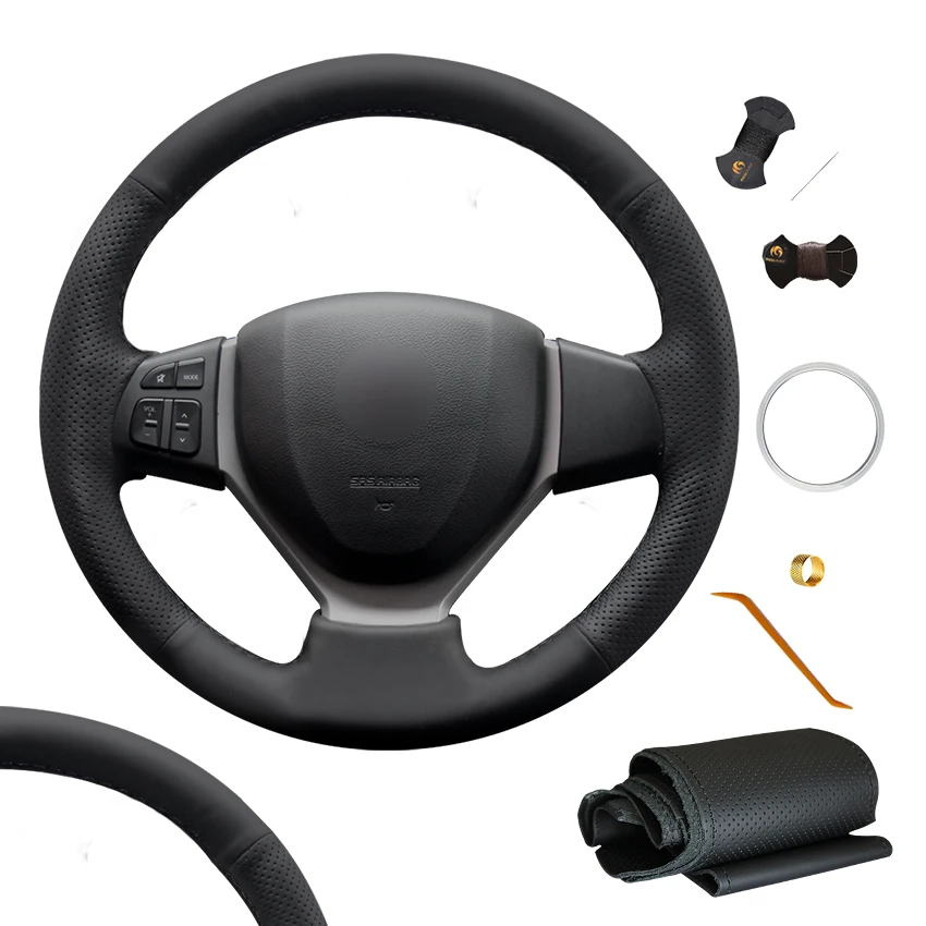 

Hand Sewing Black Artificial Leather Steering Wheel Cover for Suzuki CELERIO S-CROSS SX4 Vitara 2013 2014 2015