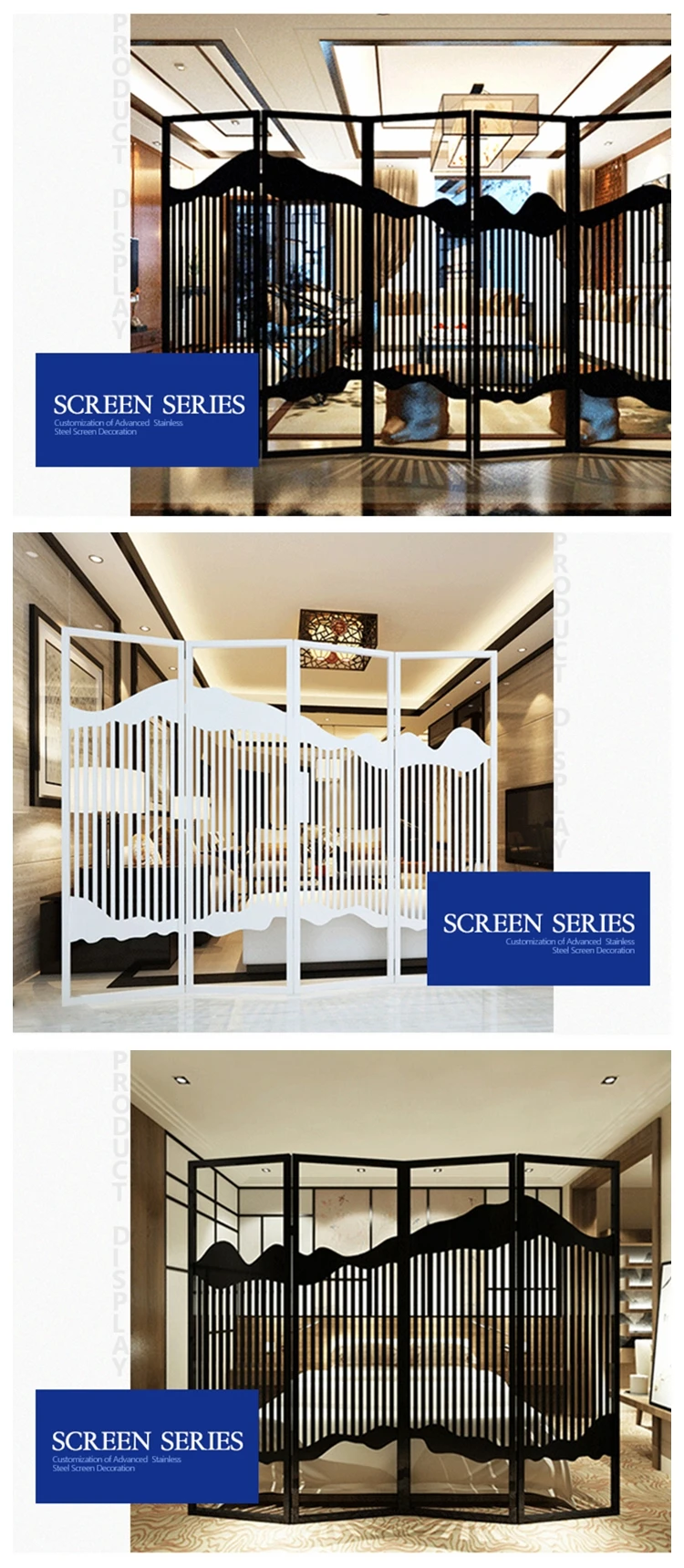 stainless steel metal decor lobby partition design removable flexible room screen divider 4 panel design room partition