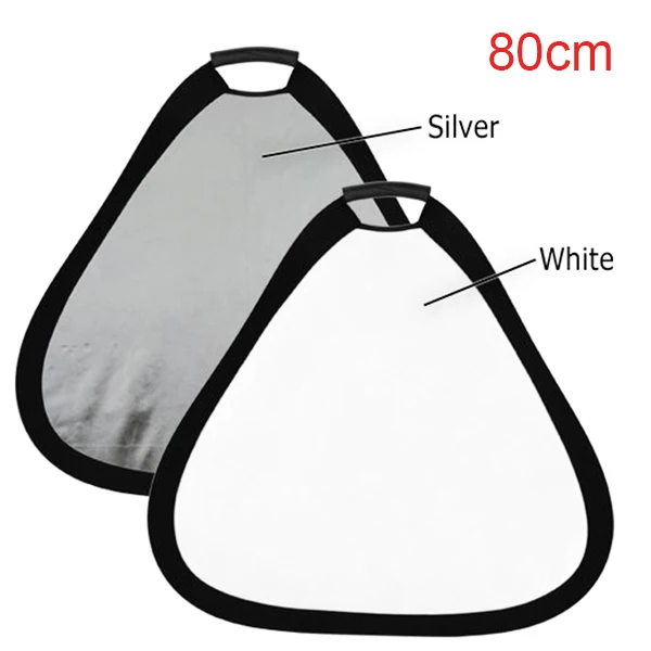 Photography 2 in 1 2in1 Triangle 80cm 24'' white and silver Mirror Lighting Portrait Studio Hand Held Reflector (5).jpg