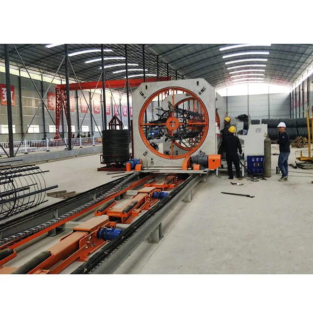 
Fully automatic cylindrical pile cage making / welding/assembling machine with variable pitch welded spiral wrap 