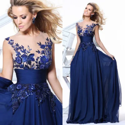 

High end sexy summer fat women's plus size elegant formal grown dress royal blue embroidery lace long dresses women evening 2018, White blue long sleeve evening dress