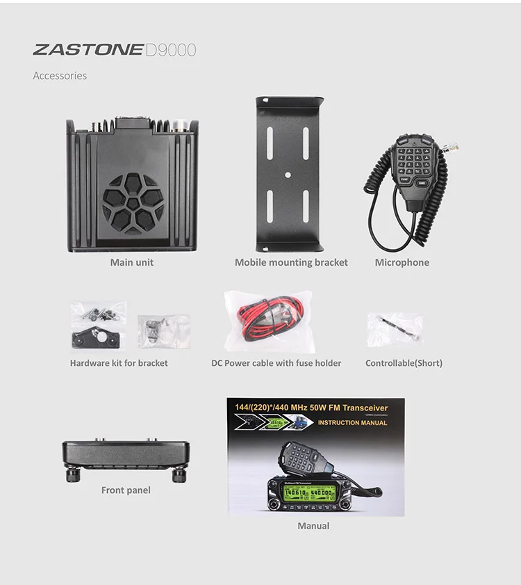 Zastone D9000 50w transceiver Vehicle mouted repeater Dual Band car ham radio 