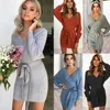 Wholesale 2018 fashion sexy ladies V-neck belt Women Sweater (C18342)