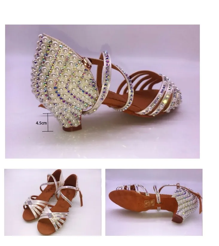 Women Professional Dancing Shoes Ballroom Dane Shoes Rhinestone Salsa