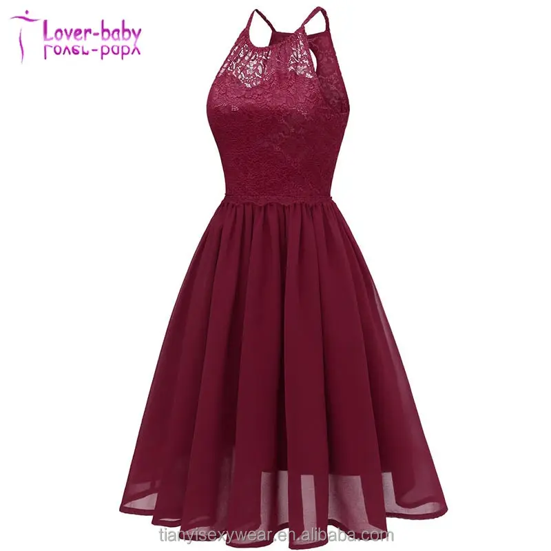

High Quality Lace Upper Halter Midi Skater Dresses For Women