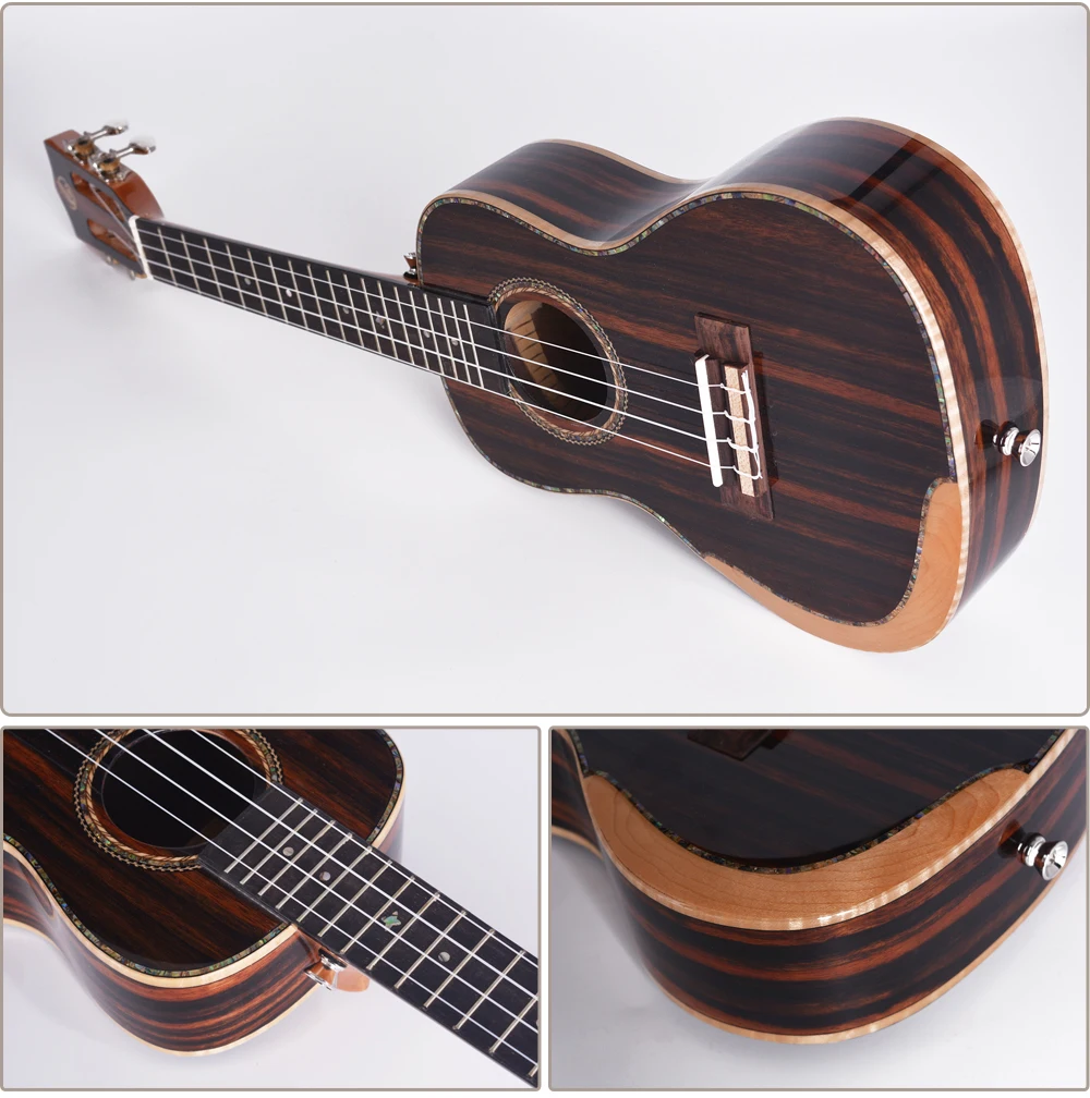 Oem Factory High Grade Hawaii Handmade Ebony Ukulele With Armrest Ars