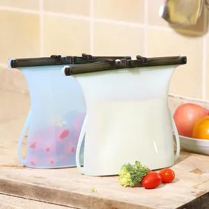 Image of Silicone Refrigerator Fresh Bag, Silicone Reusable Sandwich Bag, Vacuum Silicone Food Storage Bag