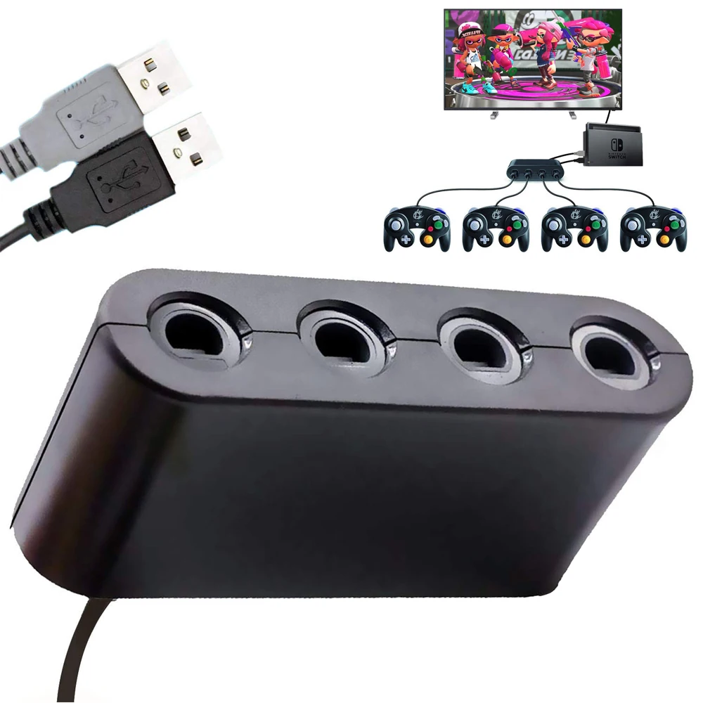 

Super Smash Bros Wii U Gamecube Adapter NGC Controller for Nintendo Switch and PC USB Gamecube Controller Adapter, Black