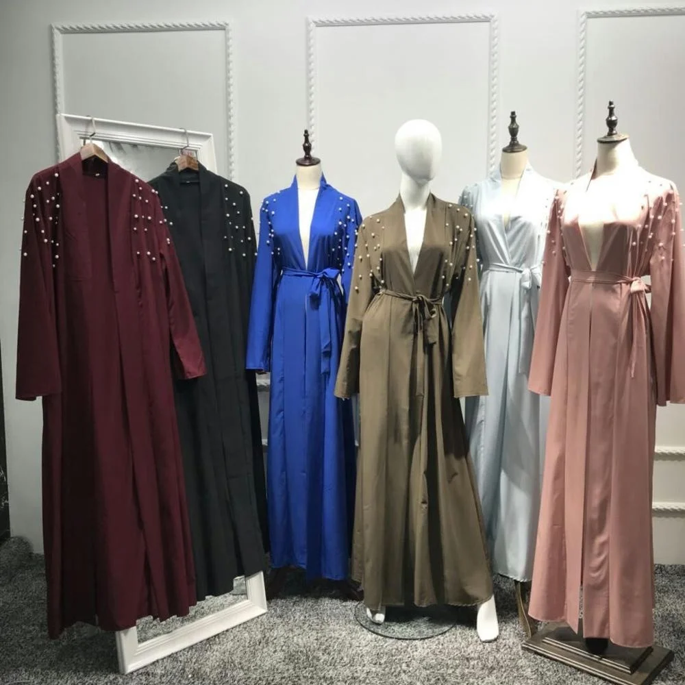 

Wholesale muslim women clothing turkish dubai abaya cardigan dress, Black;wine red;army green;blue;light blue;pink