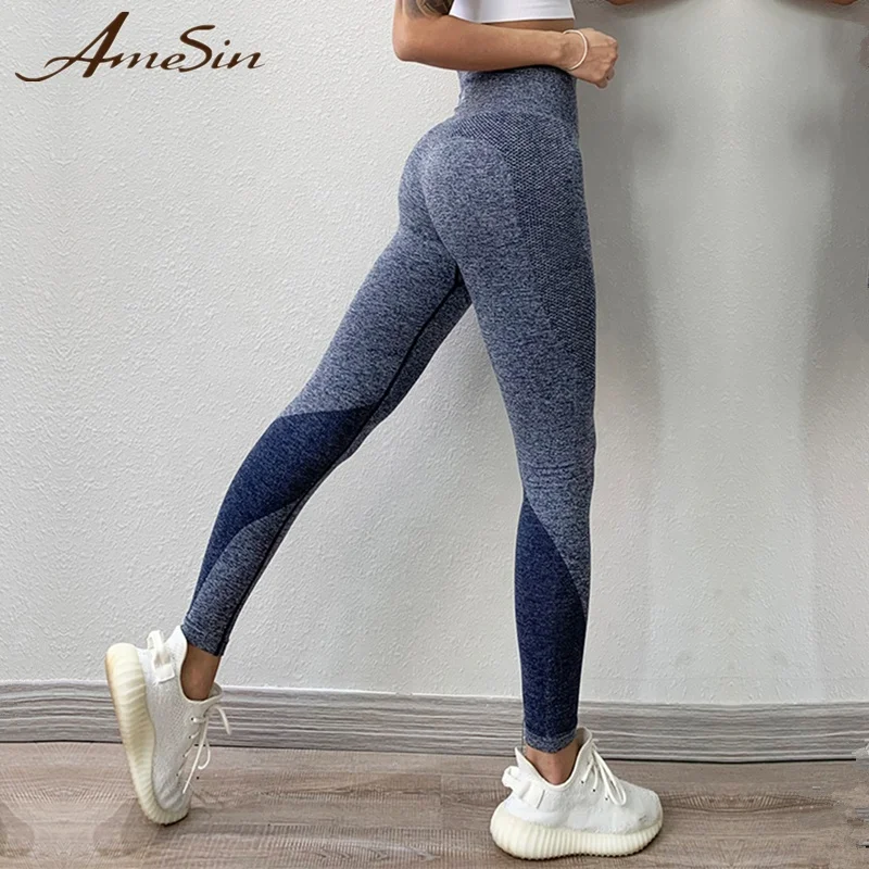 

AMESIN YLD068-W Tight Seamless Compression Hollow Out Womens Gym Leggings, Pink;black;navy;grey