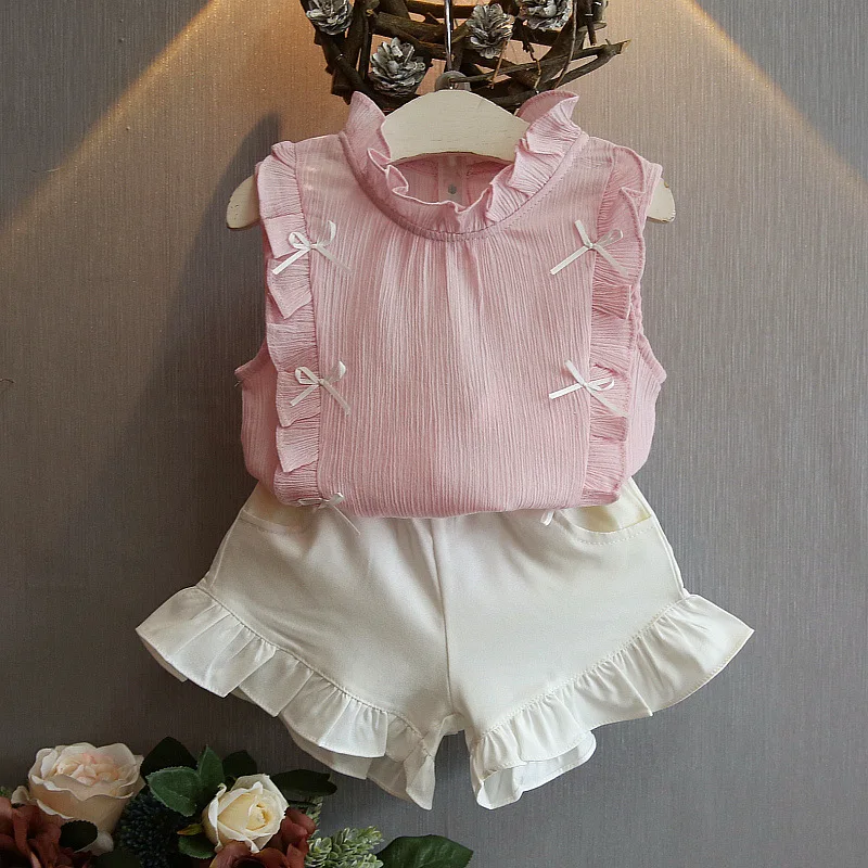 

Sweet Shirts White Ruffled Shorts Girl Baby Clothing Sets Girls Summer Dresses, Picture show