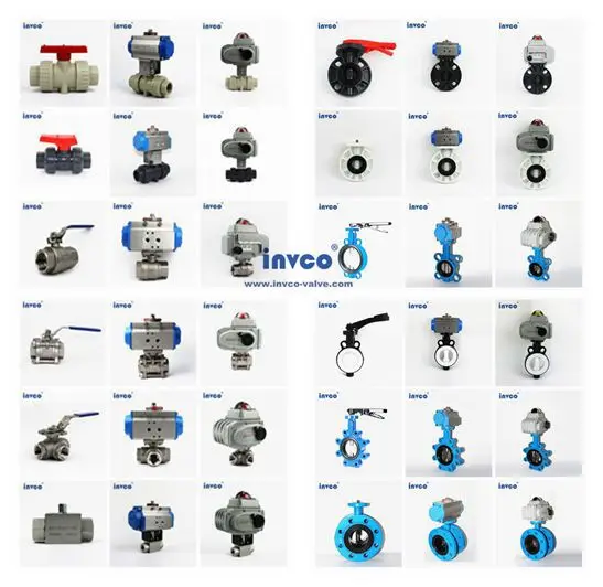 INVCO Fluorine lined ball valve with pneumatic actutor ,fluorine ball valve with flange end